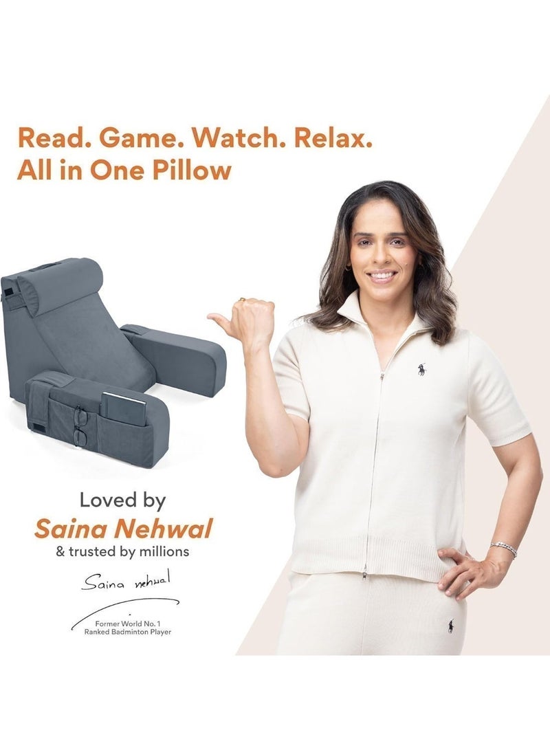 FOVERA Reading Pillow with Armrests | For Long Sitting, Reading, Work from Home & Relaxation - Image 4